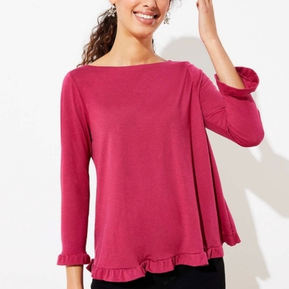 Loft Ruffle Sleeve-Tee - Picture 1 of 9